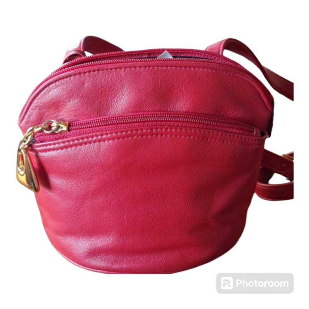 Giani Bernini Genuine Red Leather Mini Bag With Zipper Closure NWT